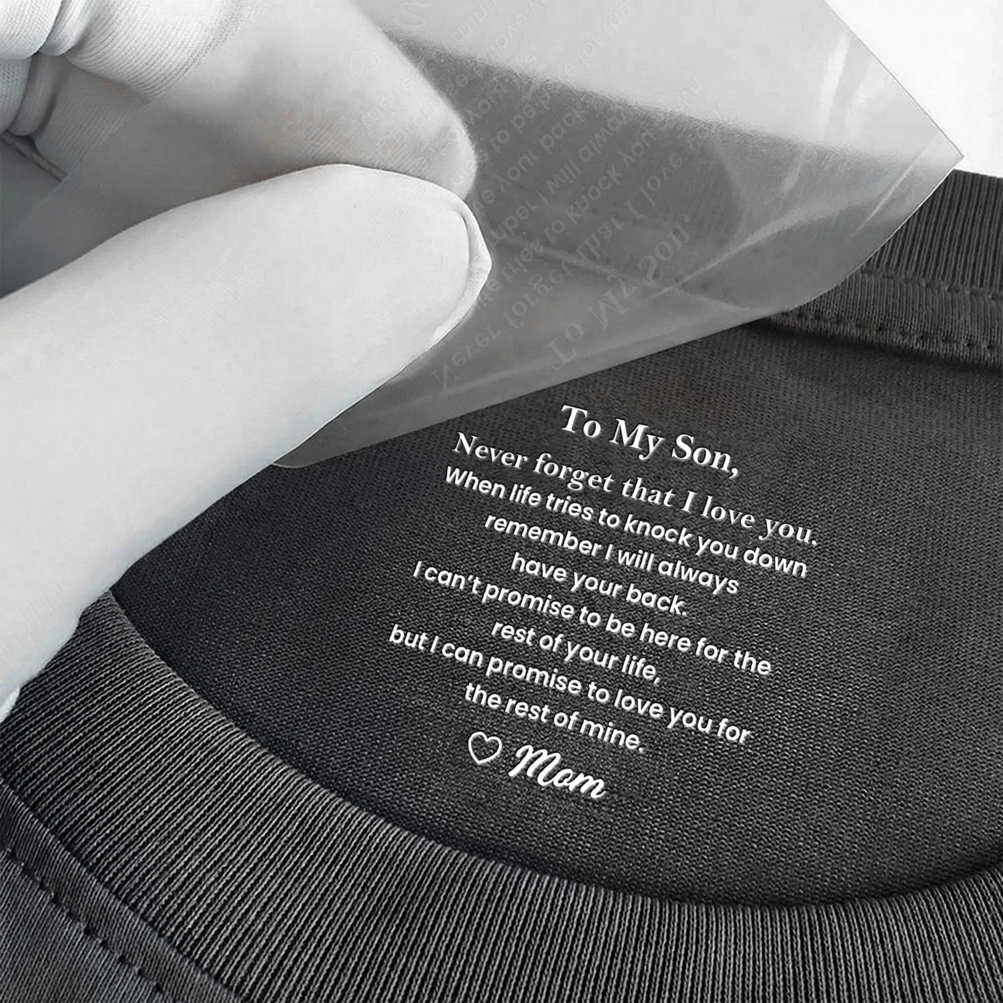 Classic Tee Gift for Son From Mom, Never Forget That I Love You Quote, Cozy Daily Wear, Personalized Keepsake - Image 3