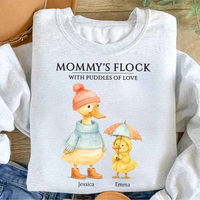 Classic Tee with Cute Ducks in Raincoats Nanny's Flock - Personalized Gift for Grandma That Feels Like Family - Image 6