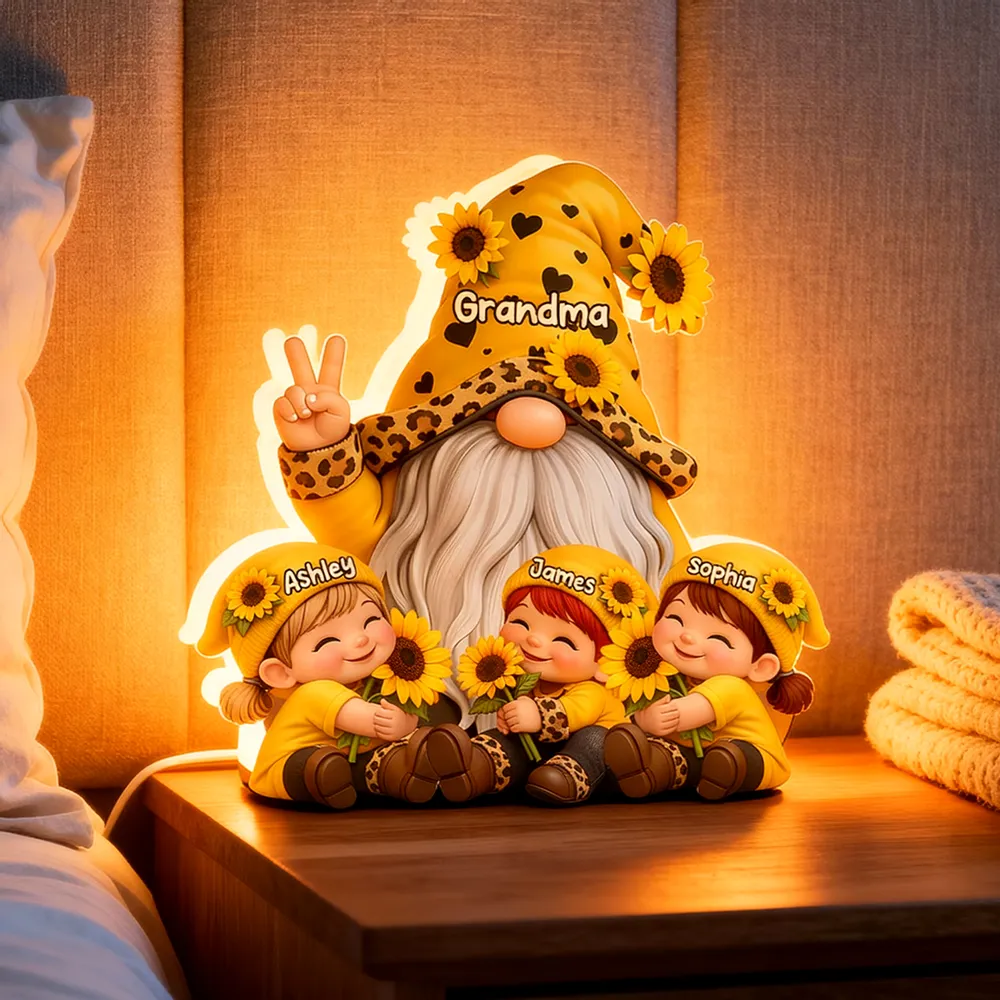 Personalized Grandma Gnome Acrylic Light Box With Sunflowers, Warm Glow Night Light, Unique Gift for Grandma - Image 7