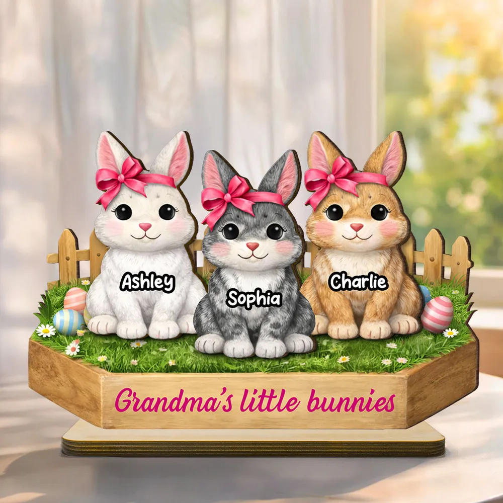 Personalized 2-Layer Wooden Plaque with Cute Bunnies and Grandma's Little Bunnies Message, Sweet Easter Gift for Grandma - Image 5