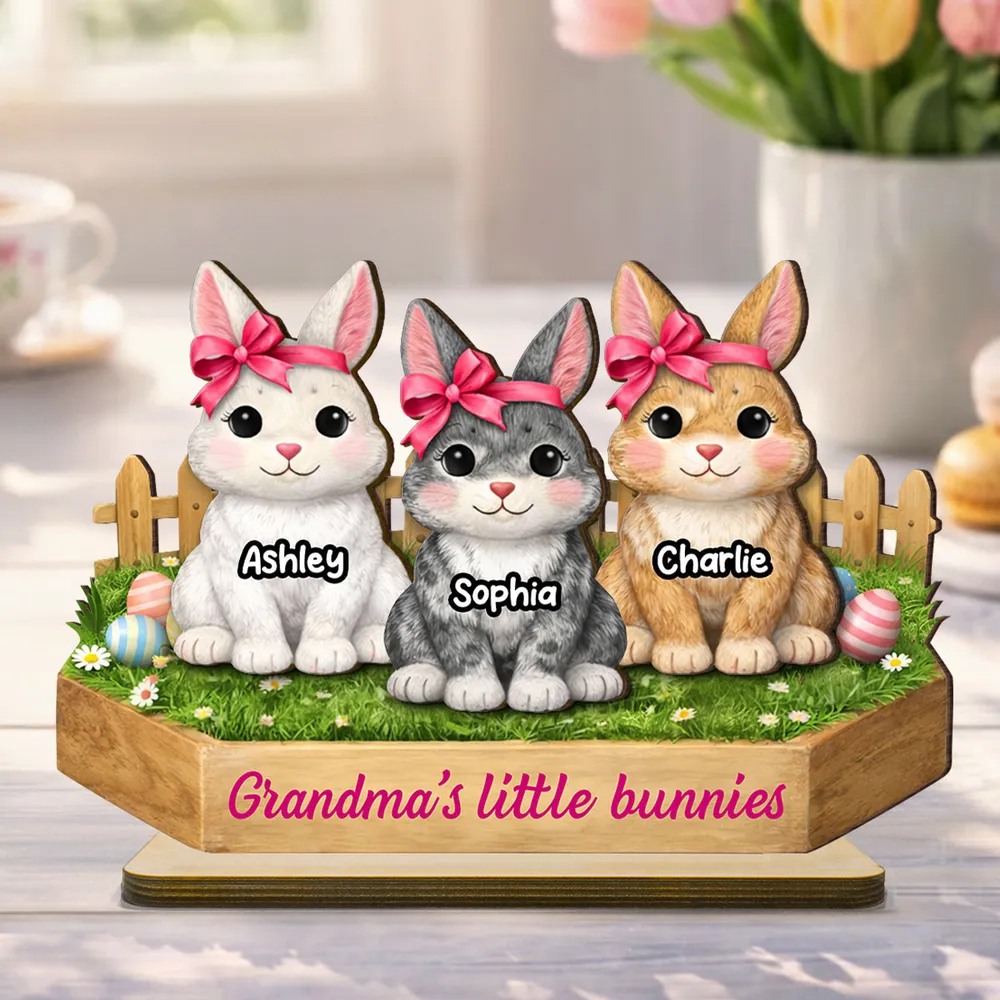Personalized 2-Layer Wooden Plaque with Cute Bunnies and Grandma's Little Bunnies Message, Sweet Easter Gift for Grandma - Image 6