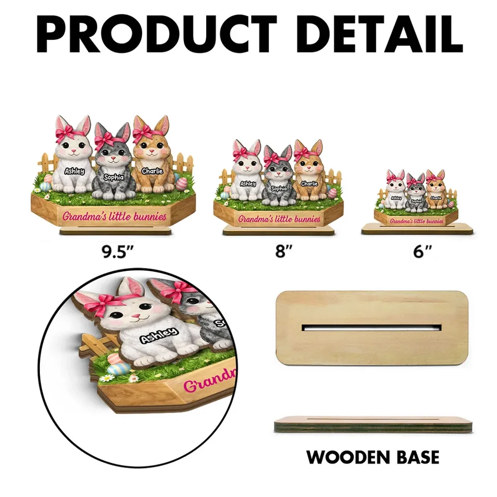 Personalized 2-Layer Wooden Plaque with Cute Bunnies and Grandma's Little Bunnies Message, Sweet Easter Gift for Grandma - Image 7