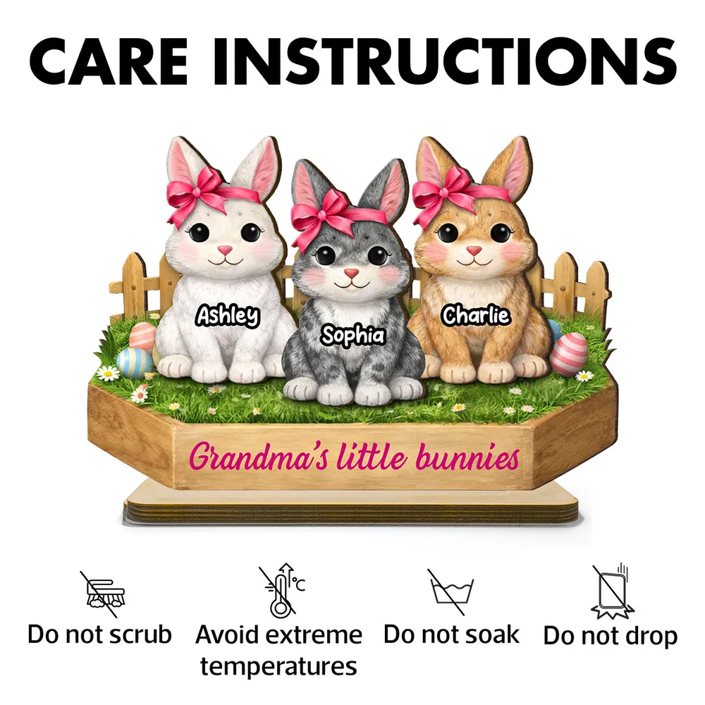 Personalized 2-Layer Wooden Plaque with Cute Bunnies and Grandma's Little Bunnies Message, Sweet Easter Gift for Grandma - Image 8