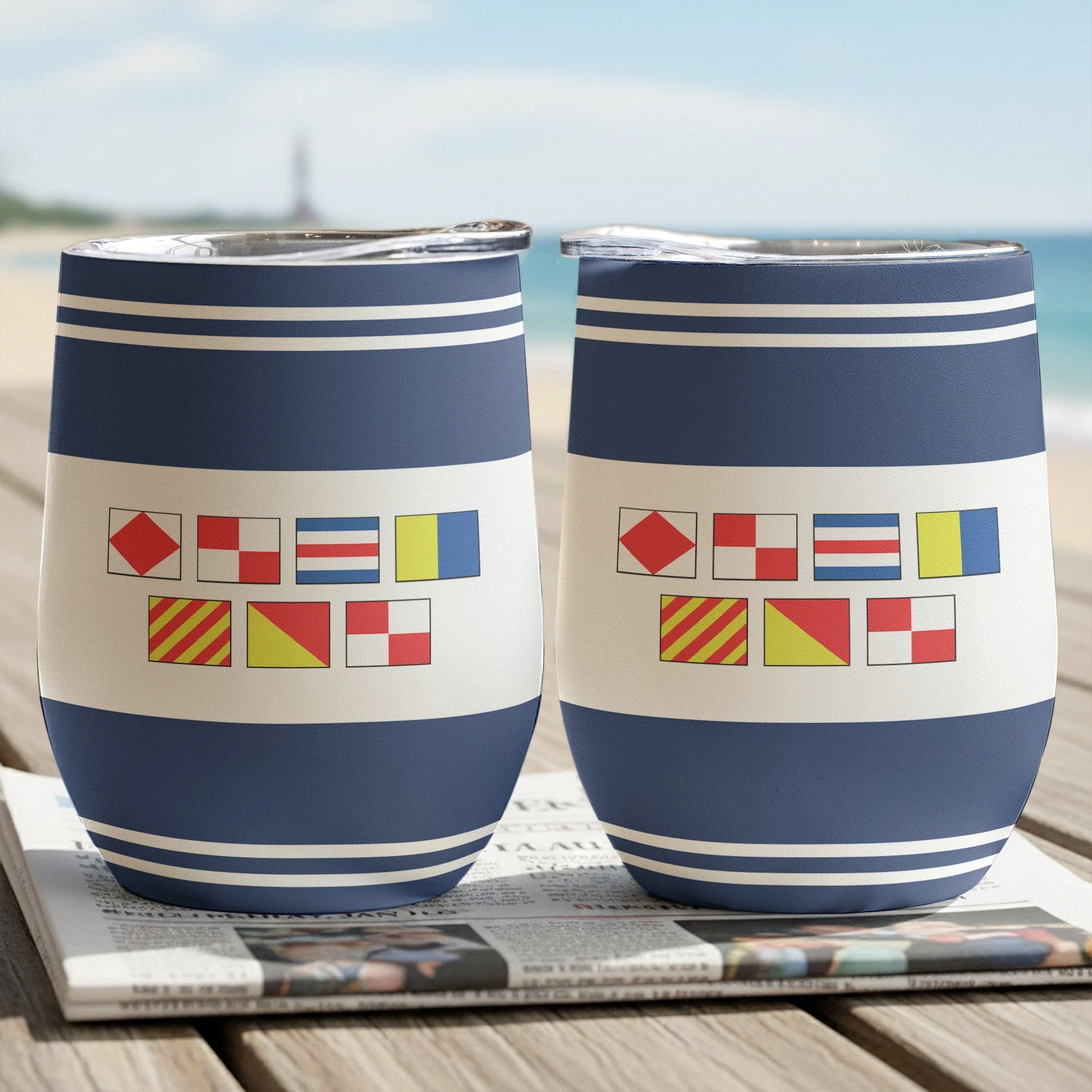 Personalized Nautical Signal Flags Eggshell Cup for Beach Days - Unique Stylish Gift for Boat & Travel Lovers - Image 5