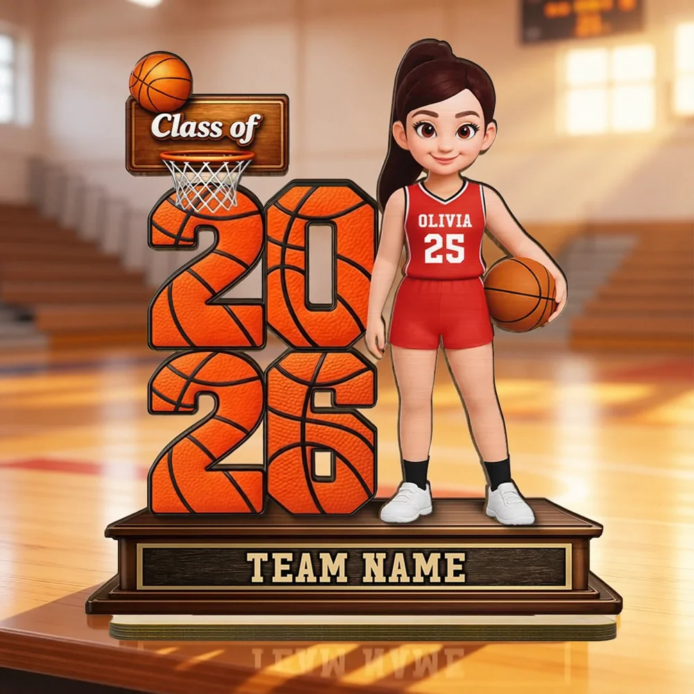 Custom Basketball Senior Keepsake 2-Layer Wooden Plaque, Heartwarming Graduation Gift for Son or Daughter's Big Moment
