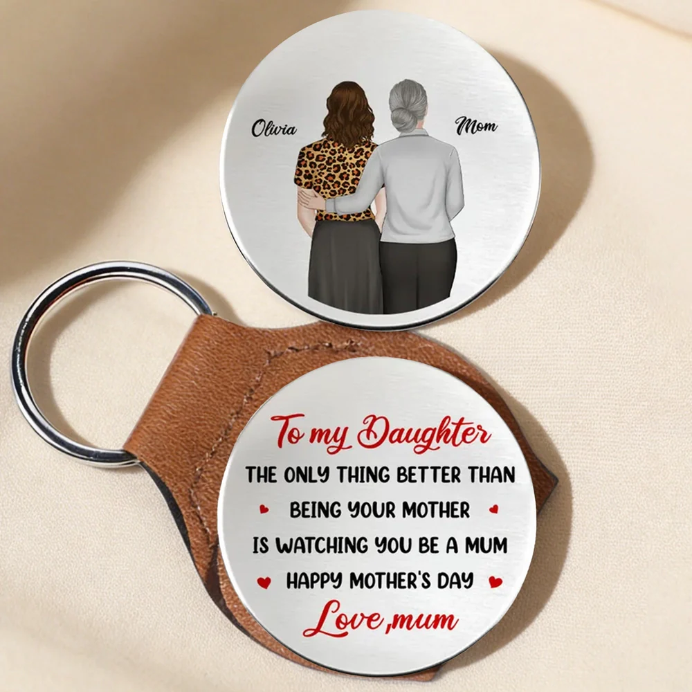 Personalized Pocket Hug with Mom and Daughter Back View, Mother's Day Keepsake, Unique Custom Gift for Mom or Daughter