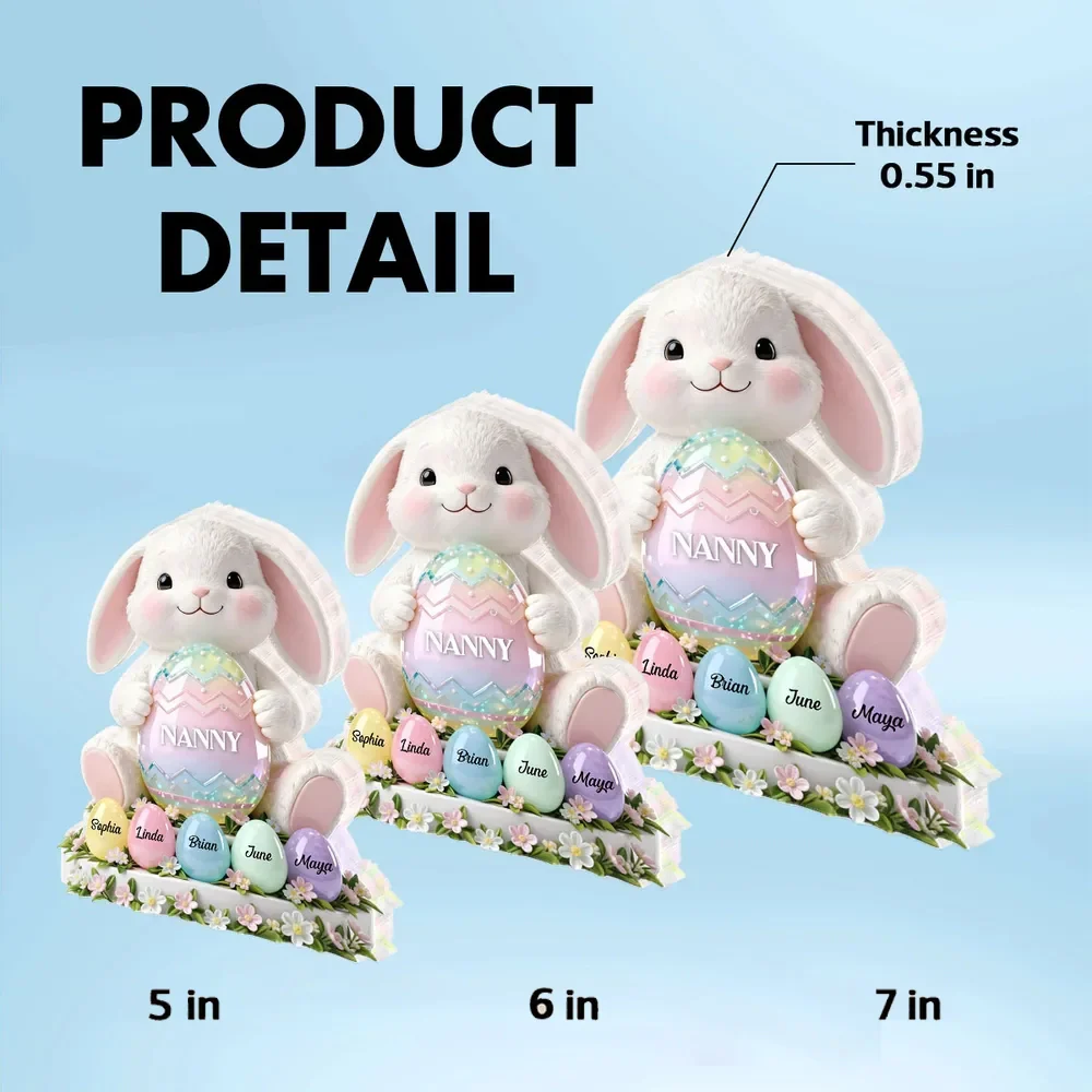 Custom Easter Bunny Shaped Acrylic Block Plaque, Pastel Egg Design for a Love-Filled Keepsake Gift for Nanny - Image 7