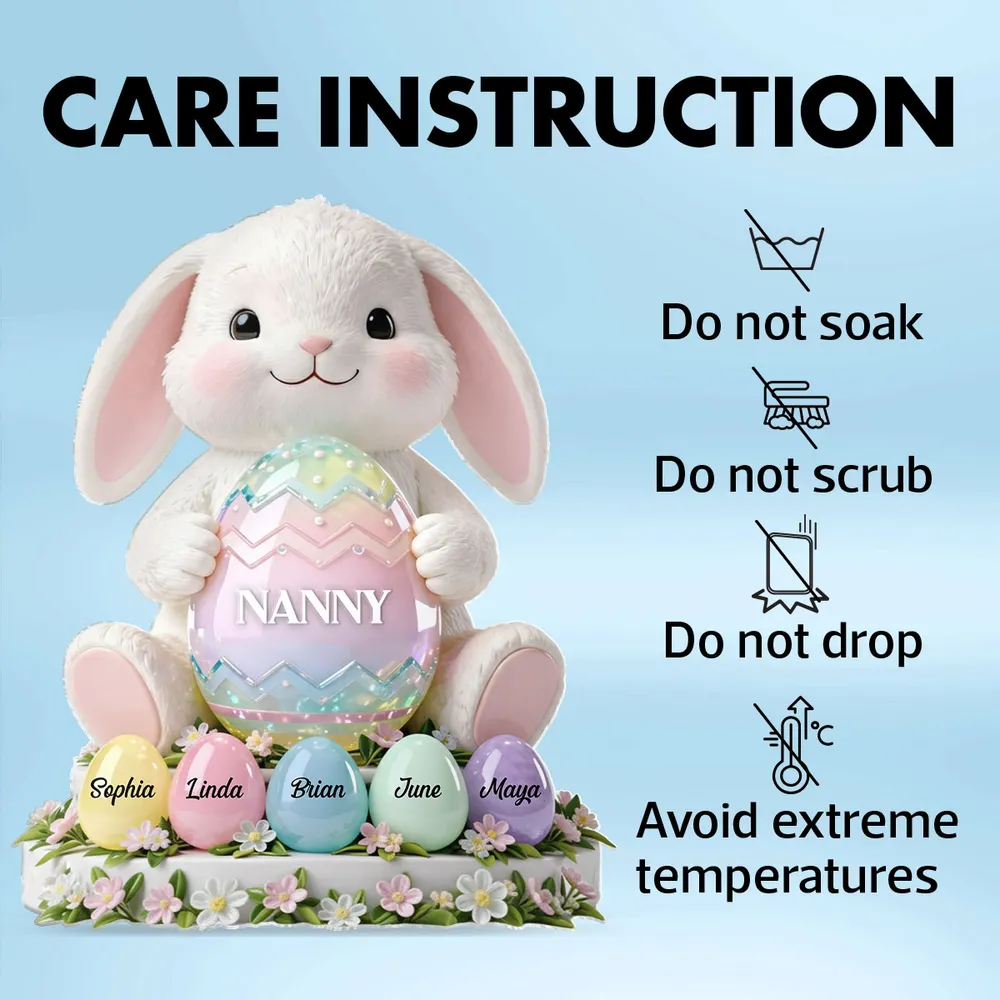 Custom Easter Bunny Shaped Acrylic Block Plaque, Pastel Egg Design for a Love-Filled Keepsake Gift for Nanny - Image 8