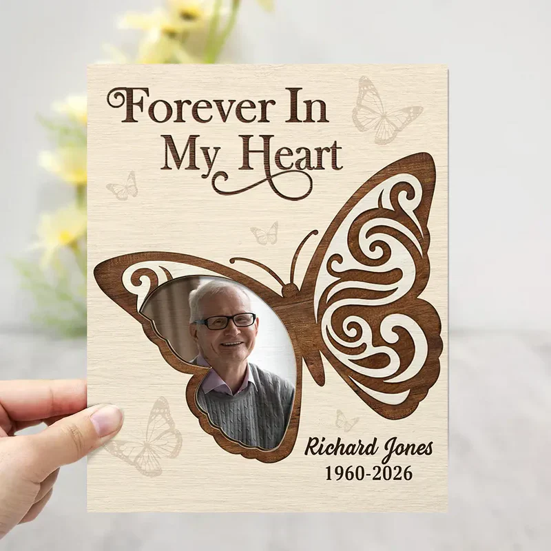 Personalized 2-Layer Wooden Plaque Butterfly Photo Tribute for Mom or Dad - I'm Always With You Unique Memorial Gift - Image 2