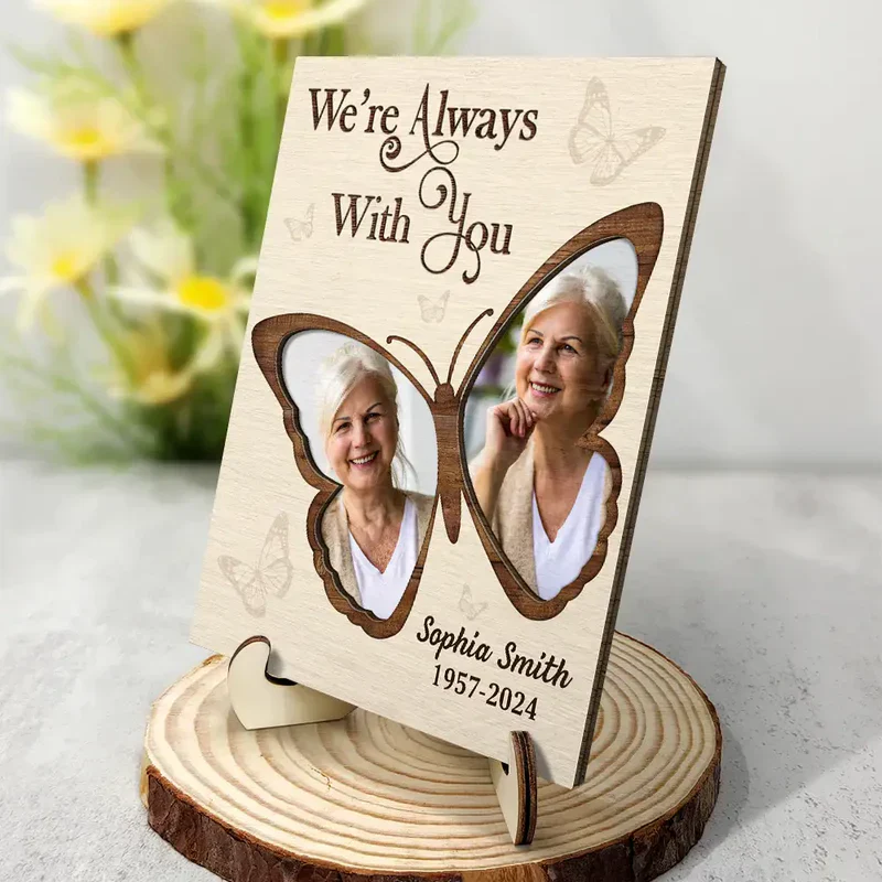 Personalized 2-Layer Wooden Plaque Butterfly Photo Tribute for Mom or Dad - I'm Always With You Unique Memorial Gift - Image 3
