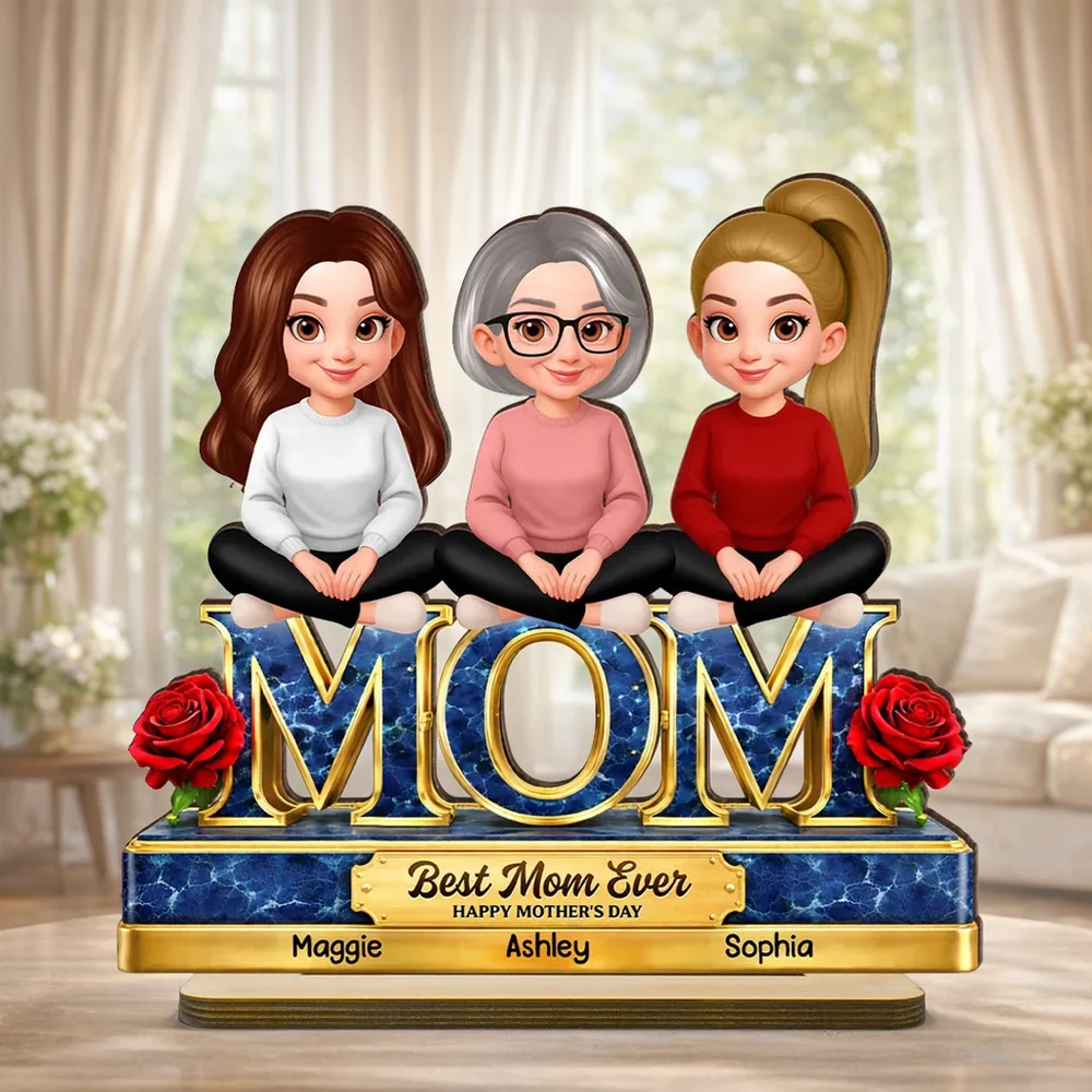 Personalized 2-Layer Wooden Plaque Best Mom Ever Design for Mother's Day, Sweet Family Keepsake, Unique Gift for Mom