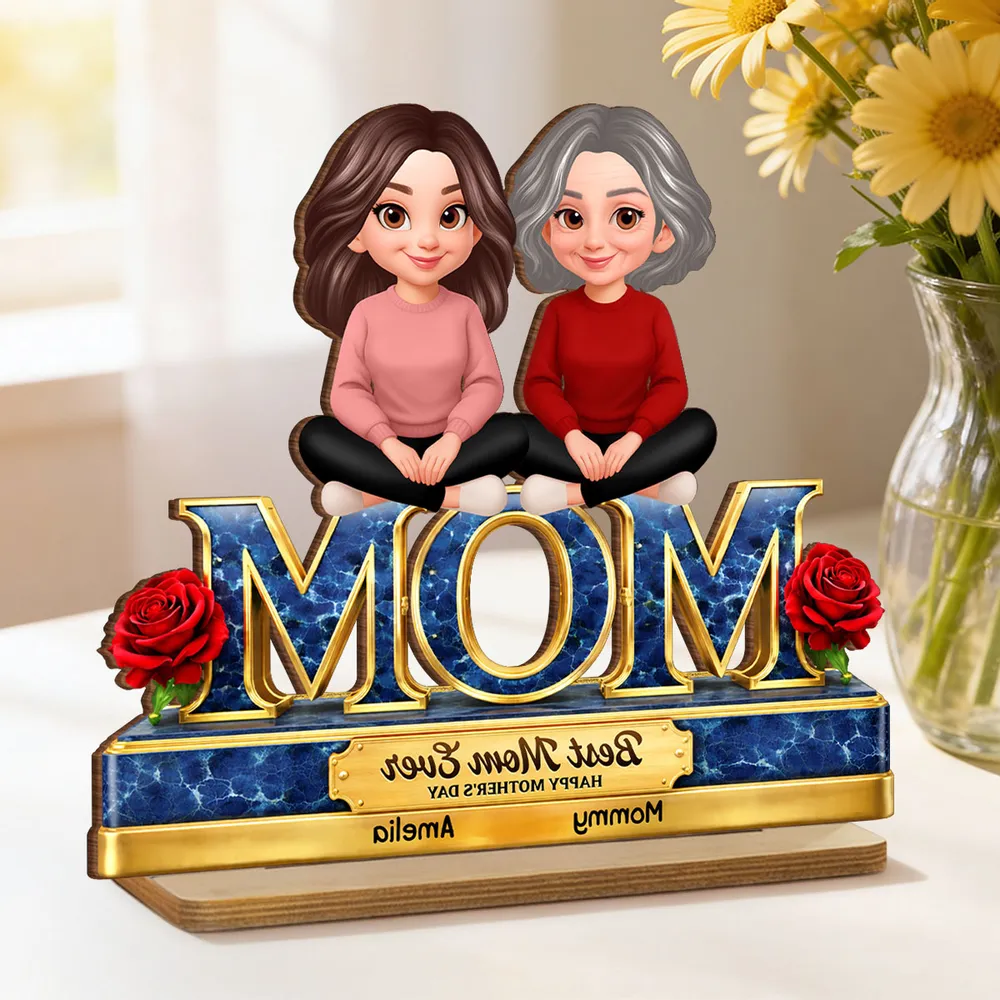Personalized 2-Layer Wooden Plaque Best Mom Ever Design for Mother's Day, Sweet Family Keepsake, Unique Gift for Mom - Image 3