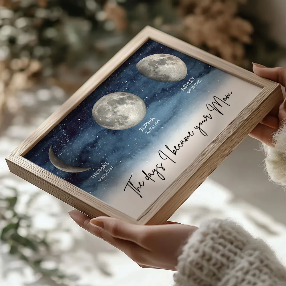The Days I Became Your Mom Personalized Poster, Moon Phase Night Sky Wall Decor, Meaningful Unique Gift for Mom - Image 6