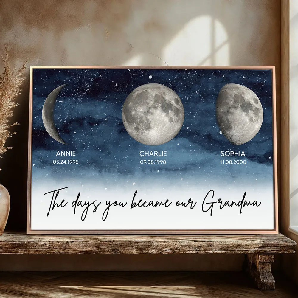 Personalized Moon Phase Night Sky Poster for Grandma, The Days You Became Our Grandma Wall Art, Unique Gift - Image 3