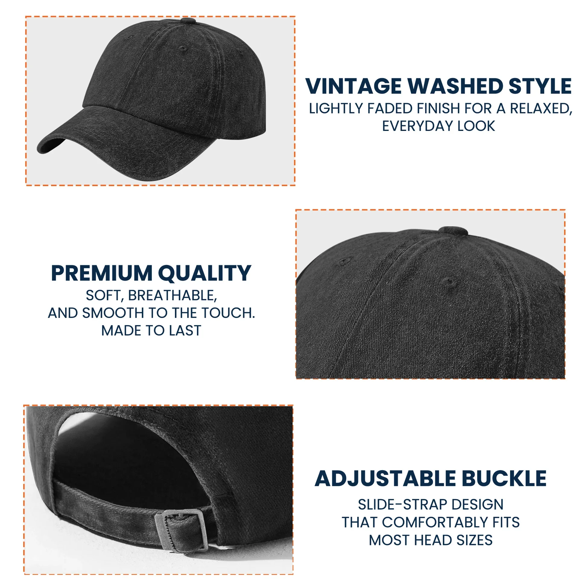 Personalized Washed Denim Baseball Cap with Morse Code Hidden Message, Vintage Look Everyday Wear, Unique Gift for Dad - Image 5