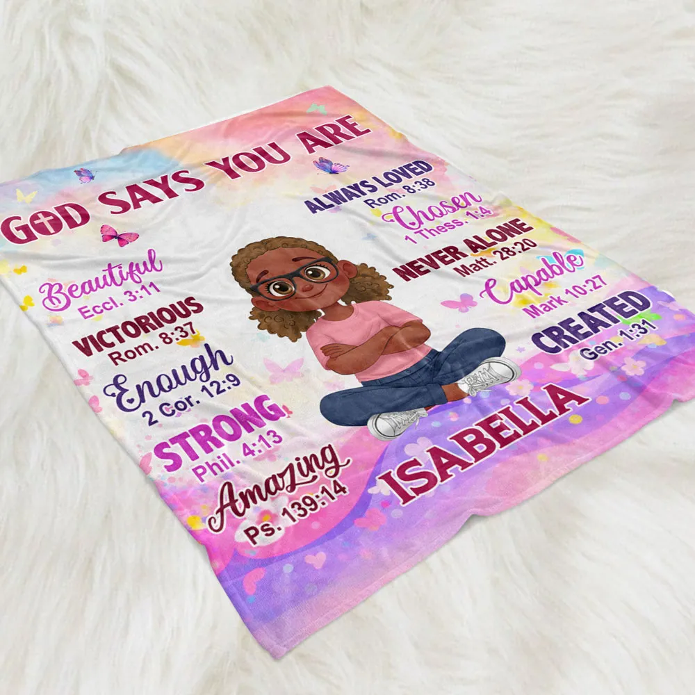 Personalized Fleece Blanket With Faith Quote for Kids, Pastel Butterfly Design, Unique Christian Gift That Reminds Them They're Loved - Image 2