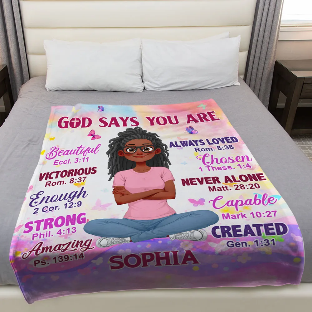 Personalized Fleece Blanket With Faith Quote for Kids, Pastel Butterfly Design, Unique Christian Gift That Reminds Them They're Loved - Image 3