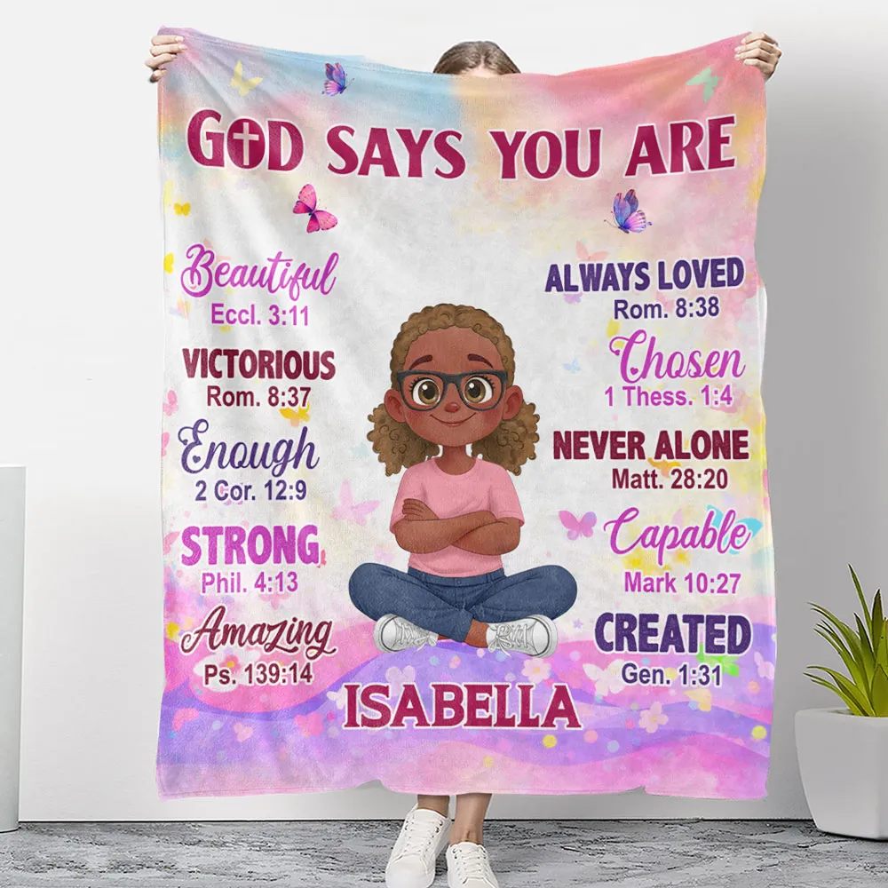 Personalized Fleece Blanket With Faith Quote for Kids, Pastel Butterfly Design, Unique Christian Gift That Reminds Them They're Loved - Image 5