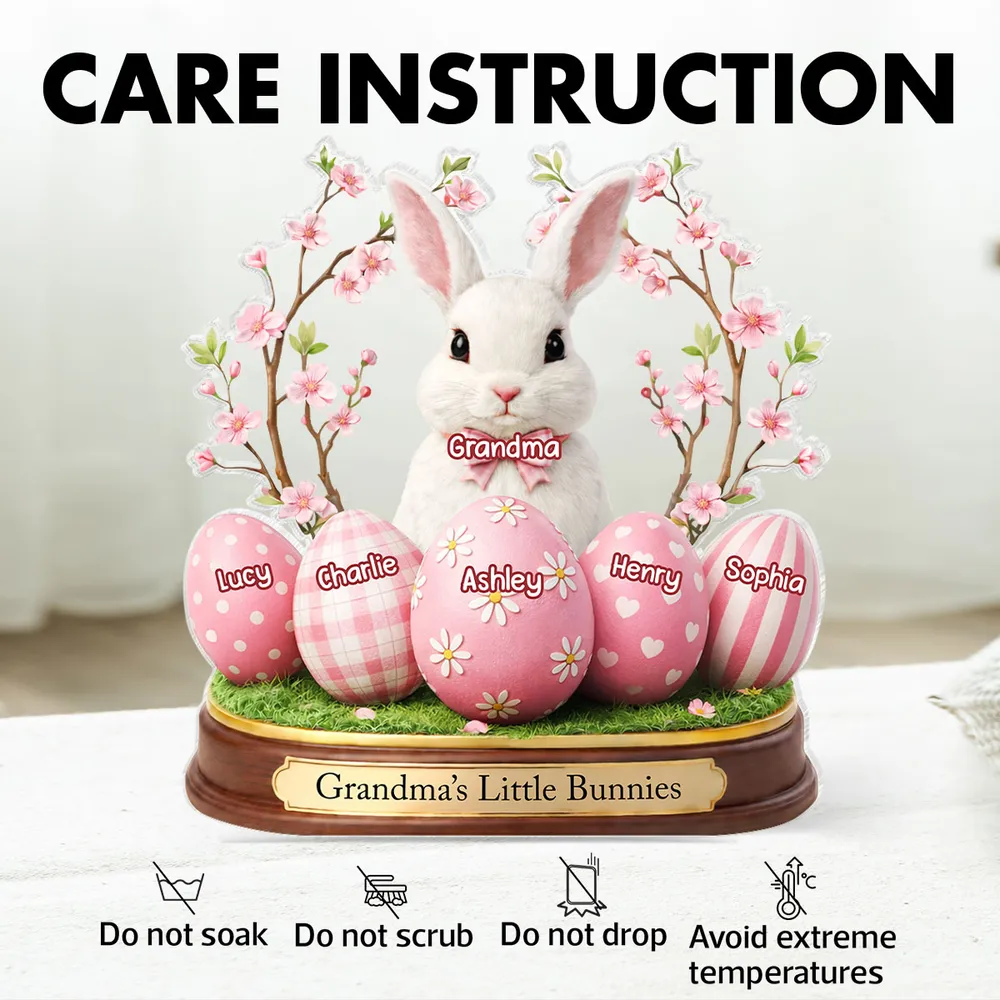 Grandma's Little Bunnies Shaped Acrylic Block Plaque, Personalized Easter Shelf Decor - Heartwarming Gift for Grandma - Image 5