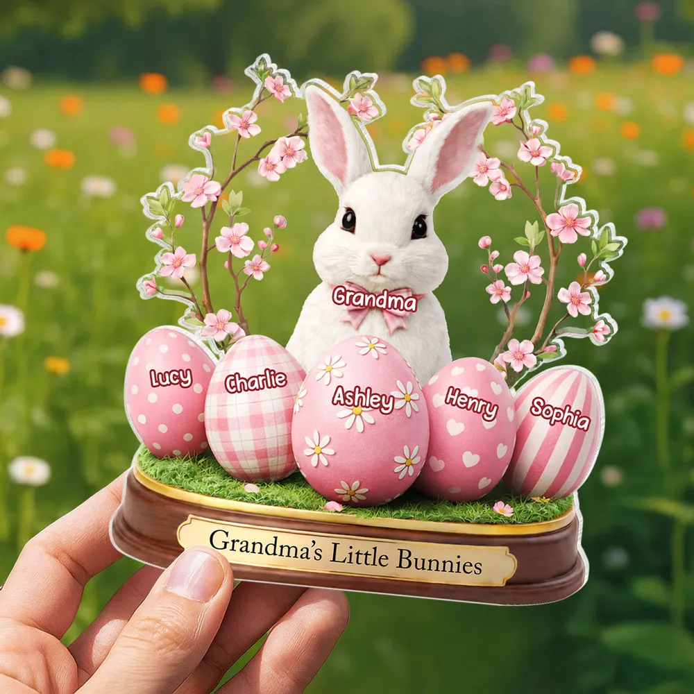 Grandma's Little Bunnies Shaped Acrylic Block Plaque, Personalized Easter Shelf Decor - Heartwarming Gift for Grandma - Image 7