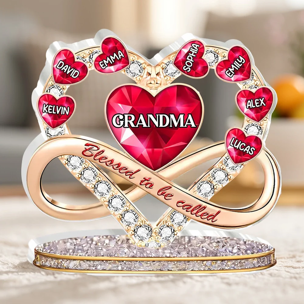 Personalized Shaped Acrylic Block Plaque for Grandma, Heart Infinity Design, Unique Gift for Mother's Day, A Sweet Keepsake