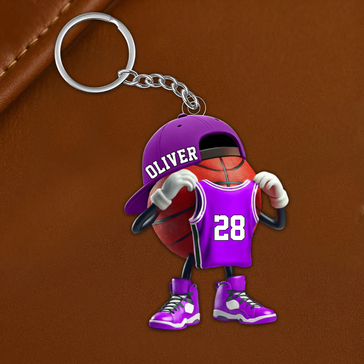 Personalized Basketball Character Acrylic Keychain on Outdoor Court - Unique Custom Gift for Basketball Fans - Image 6