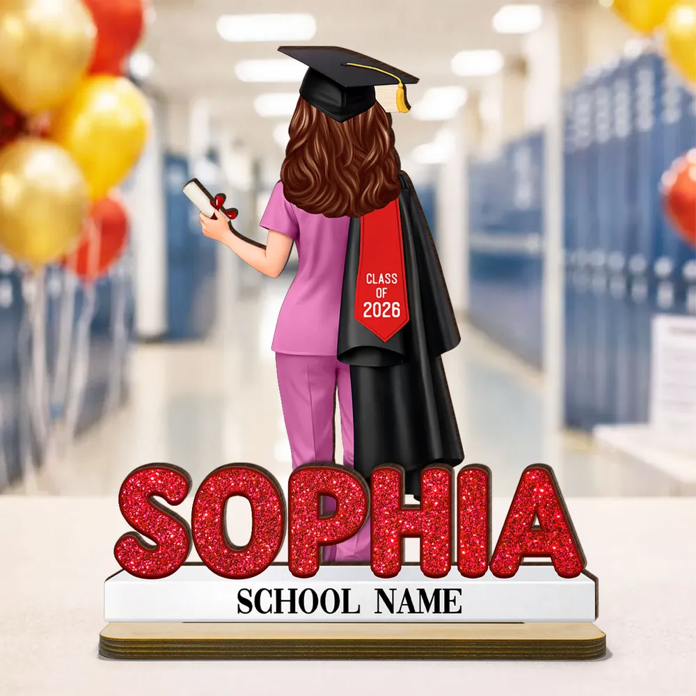 Custom 2-Layer Wooden Plaque Graduation Keepsake, Nurse Cap and Diploma Scene, Heartfelt Gift for Daughter or Son - Image 6