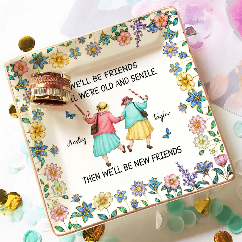 Personalized Jewelry Dish with Funny Friendship Quote, Floral Vanity Decor, Unique Gift for Best Friend - Image 3