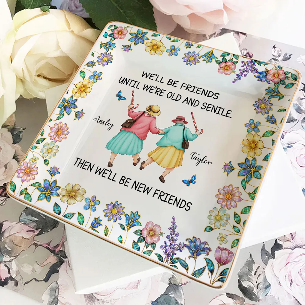 Personalized Jewelry Dish with Funny Friendship Quote, Floral Vanity Decor, Unique Gift for Best Friend - Image 5