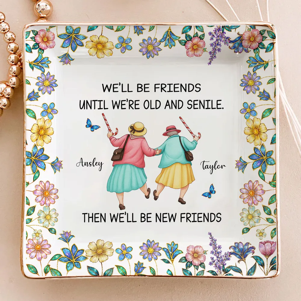 Personalized Jewelry Dish with Funny Friendship Quote, Floral Vanity Decor, Unique Gift for Best Friend - Image 7