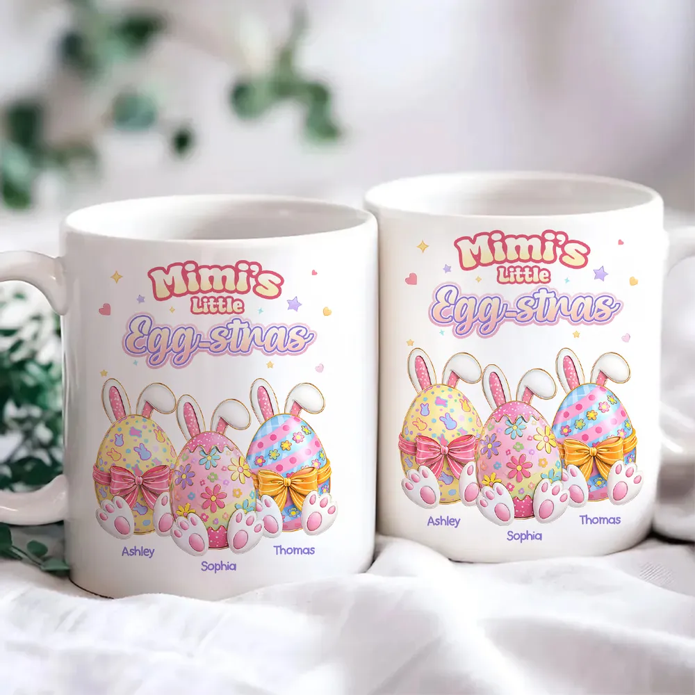 Personalized Easter Bunny Egg Ceramic Mug for Grandma - Mimi's Little Egg-stras Cute Pastel Gift for Her - Image 6