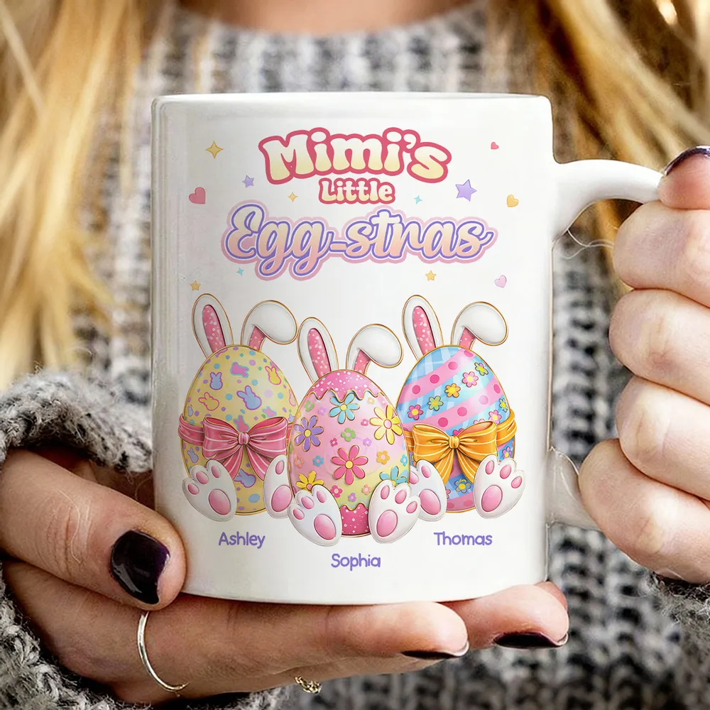 Personalized Easter Bunny Egg Ceramic Mug for Grandma - Mimi's Little Egg-stras Cute Pastel Gift for Her - Image 7