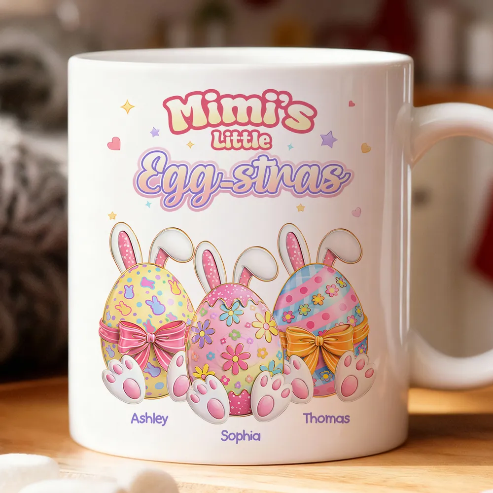 Personalized Easter Bunny Egg Ceramic Mug for Grandma - Mimi's Little Egg-stras Cute Pastel Gift for Her - Image 8