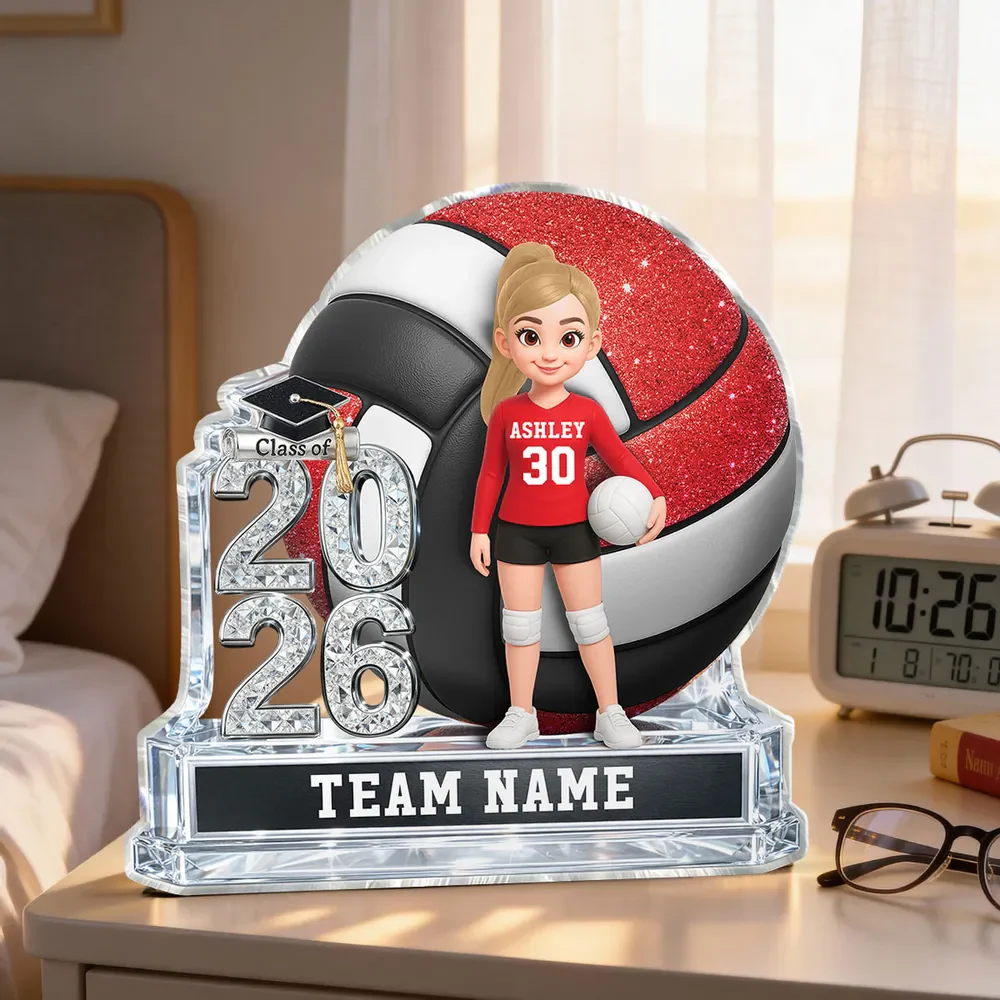 Volleyball Shaped Acrylic Block Plaque, Personalized Class Keepsake for a Senior Player - Proud Team Gift for Her - Image 5