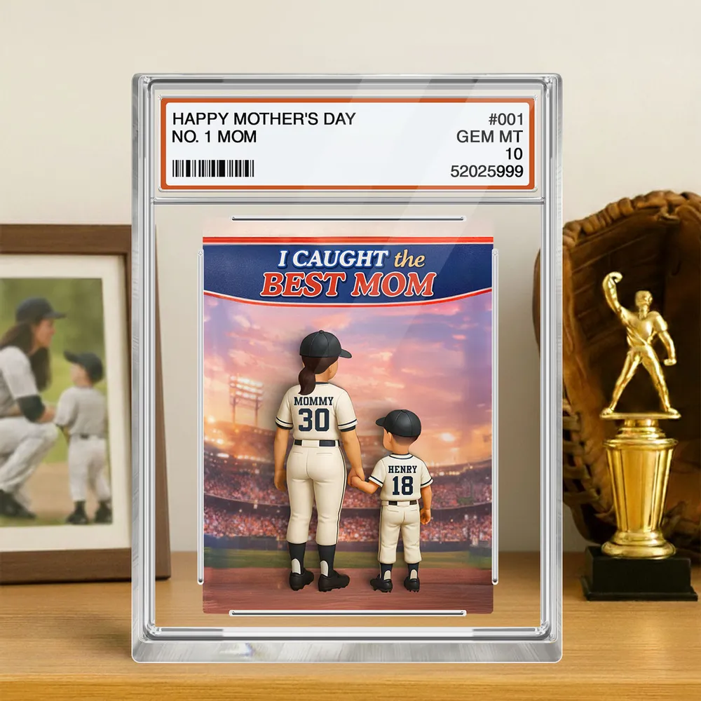 Personalized Baseball Mom Rectangle Acrylic Block Plaque, We Caught the Best Mom Stadium Scene, Unique Mother's Day Gift - Image 7