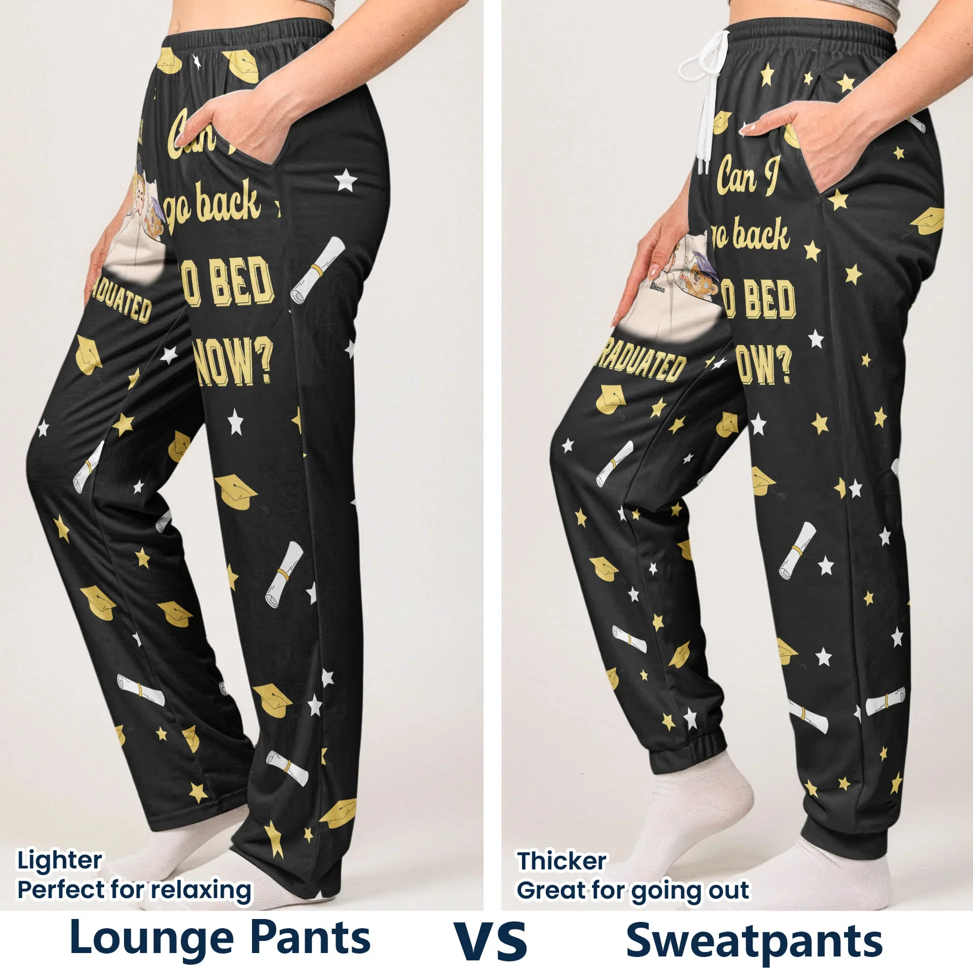 Personalized Sweatpants Graduation Gift Can I Go Back To Bed Now? Funny Custom Lounge Pants For Any Grad - Image 6