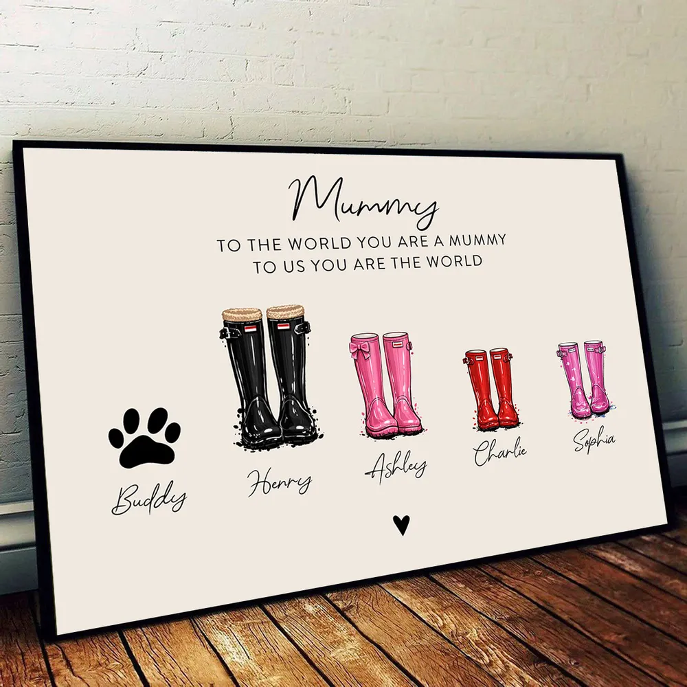 Personalized Family Rain Boots Poster, Custom Name Wall Art for Mom, Modern Keepsake Gift - Image 5