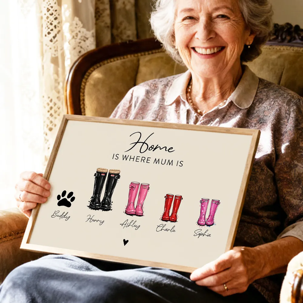 Personalized Family Rain Boots Poster, Custom Name Wall Art for Mom, Modern Keepsake Gift - Image 6