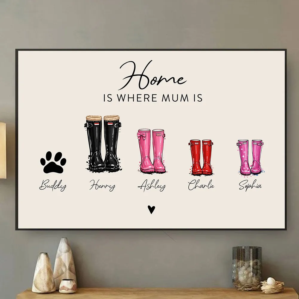 Personalized Family Rain Boots Poster, Custom Name Wall Art for Mom, Modern Keepsake Gift - Image 8