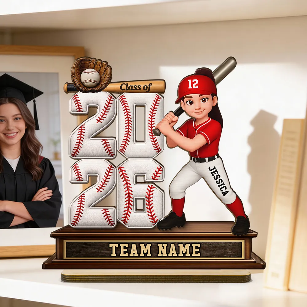 2-Layer Wooden Plaque for a Baseball Grad, Custom Player and Team Name Keepsake with Stadium Vibes, Heartfelt Gift - Image 3