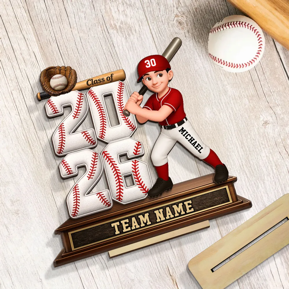 2-Layer Wooden Plaque for a Baseball Grad, Custom Player and Team Name Keepsake with Stadium Vibes, Heartfelt Gift - Image 4