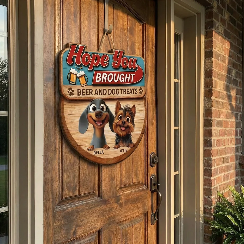 Custom Cartoon Dogs Wooden Sign with Beer Mugs, Funny Welcome Entryway Decor, Sweet Unique Holiday Gift for Pet Owners - Image 6