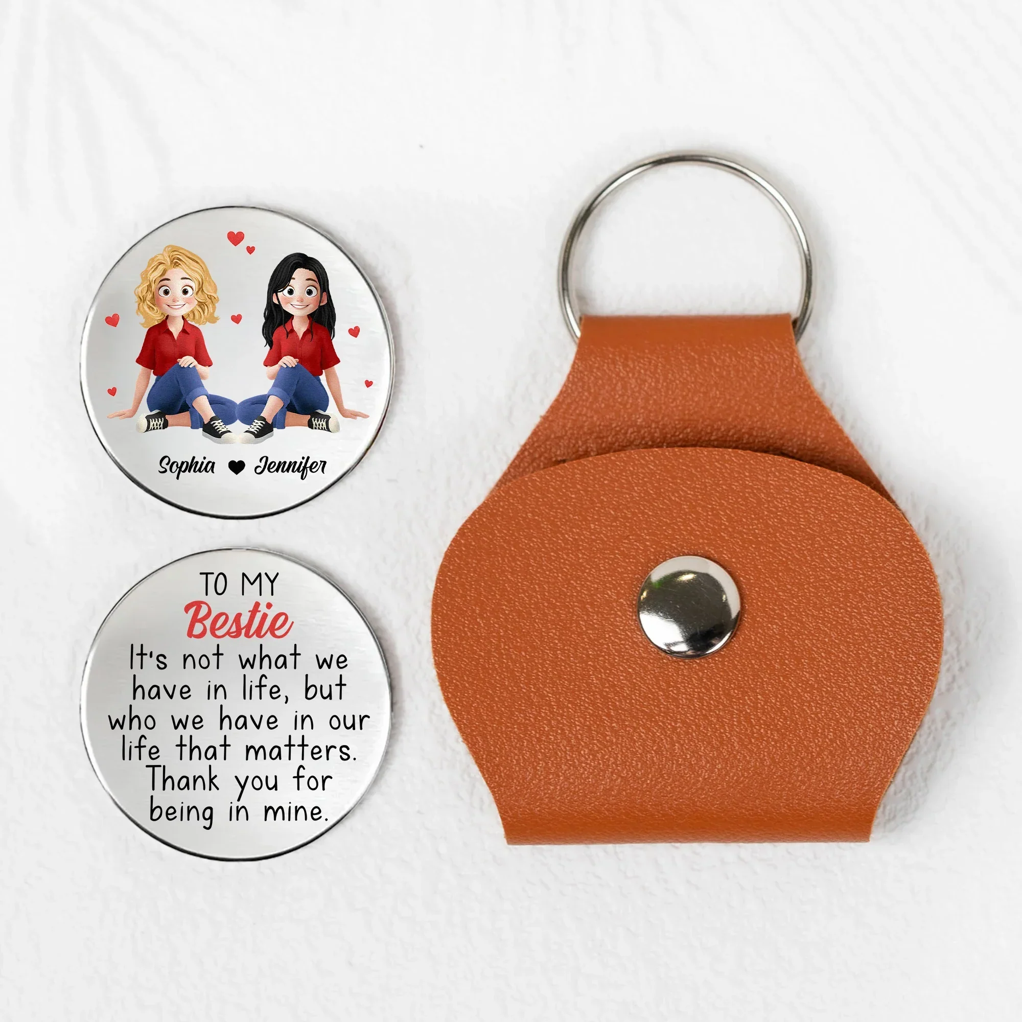 Personalized Pocket Hug Keepsake With Bestie Quote, Cute Sitting Girls Design, Unique Friendship Gift - Image 5