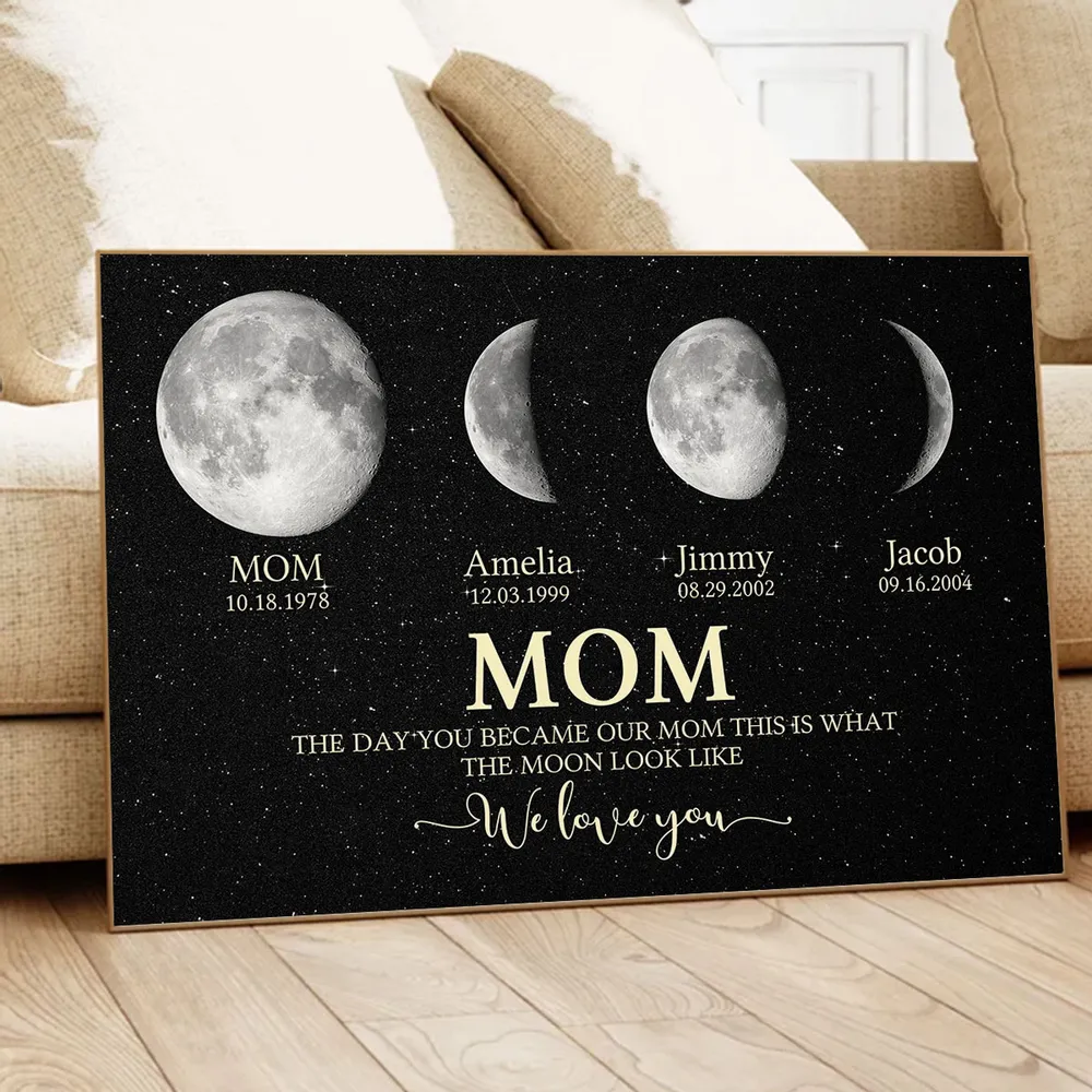 Personalized Moon Phase Dad Poster, Custom Family Keepsake Wall Art, Unique Gift for Dad with Starry Night Vibe - Image 4