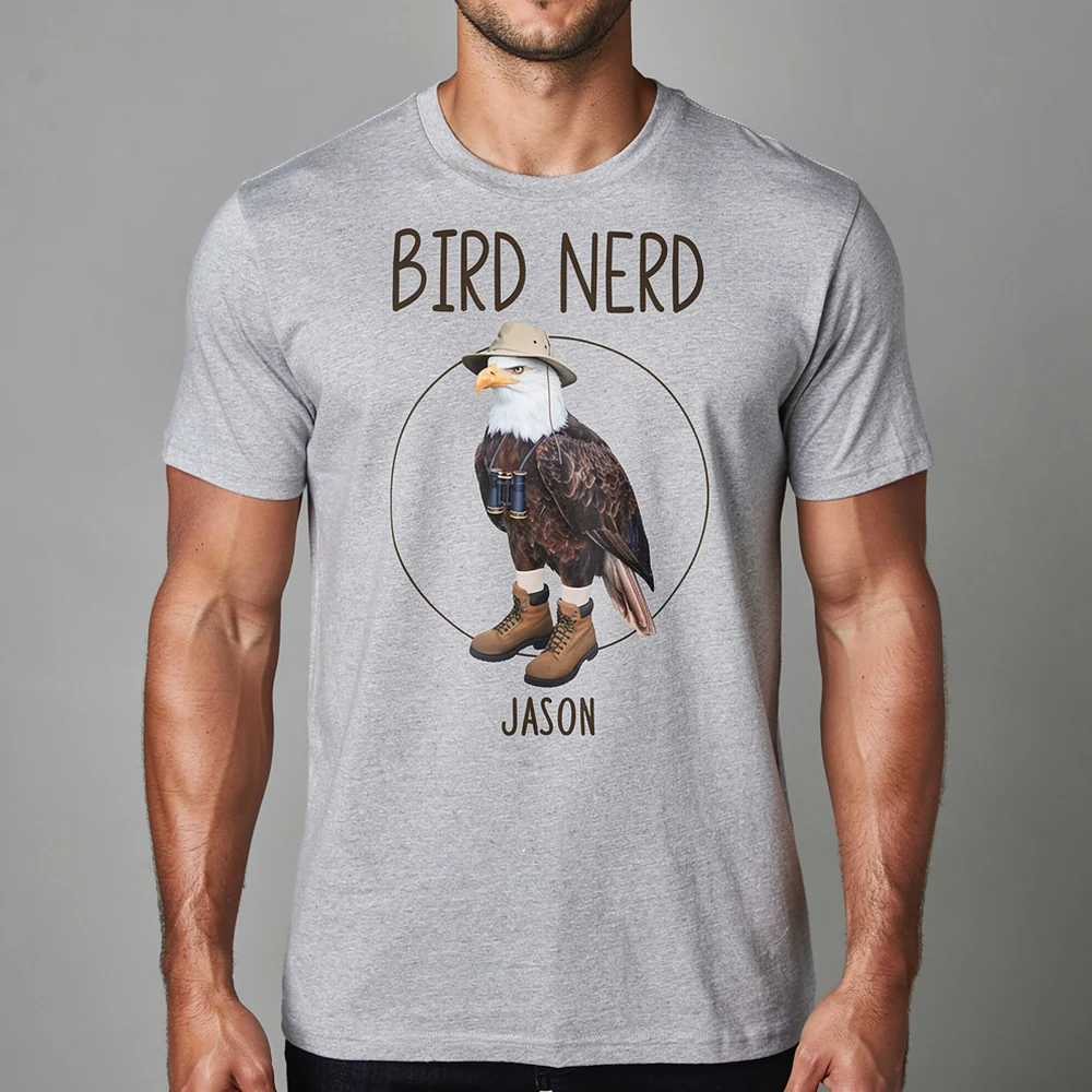 Personalized Bird Nerd Classic Tee with Funny Eagle Illustration for Bird Lovers, Unique Gift for Any Birder - Image 2