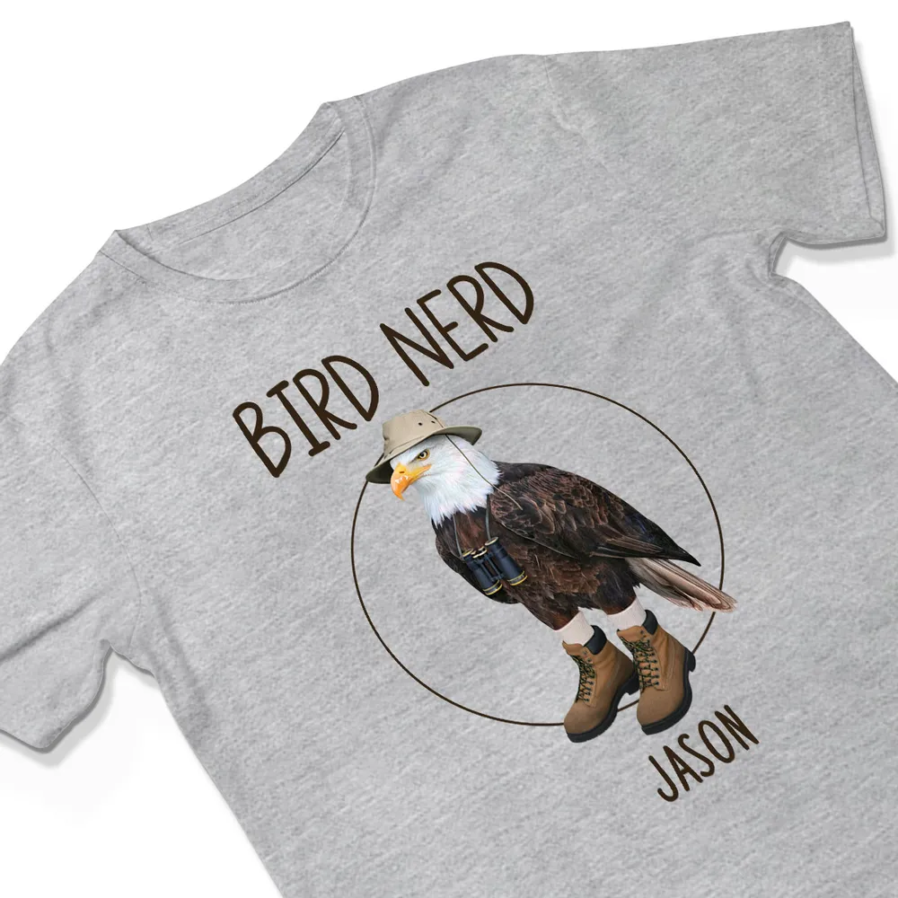 Personalized Bird Nerd Classic Tee with Funny Eagle Illustration for Bird Lovers, Unique Gift for Any Birder - Image 4