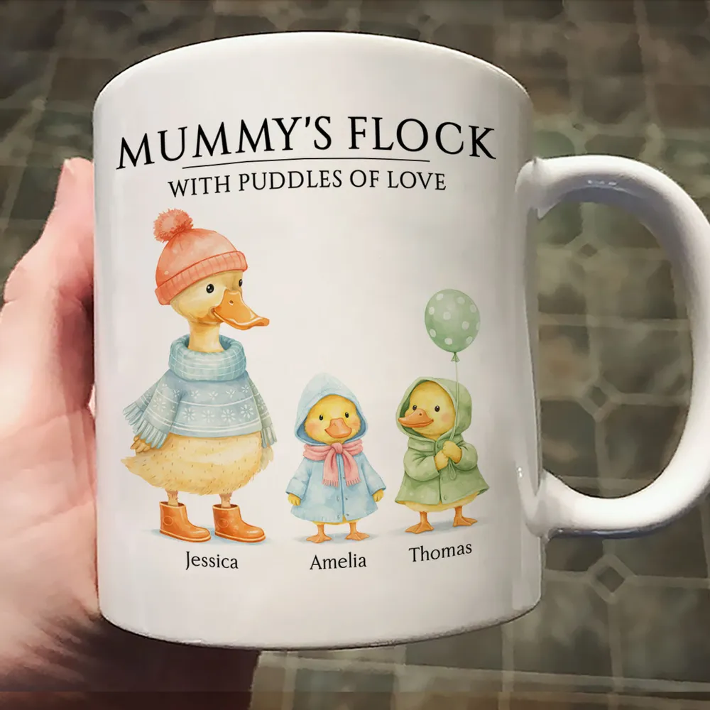 Personalized Ceramic Mug with Cute Duck Family Illustration, Unique Gift for Grandma or Mom, Sweet Daily Coffee Moment - Image 8