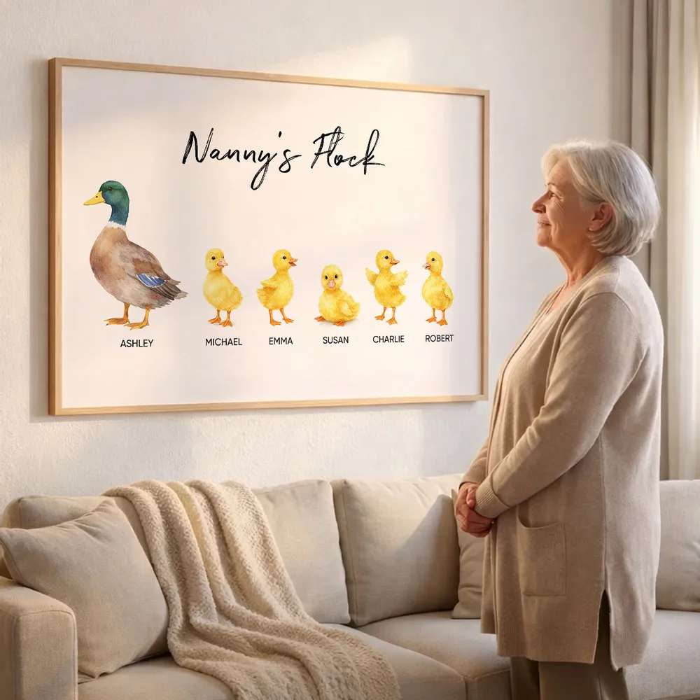 Personalized Grandma Poster, Watercolor Duck and Ducklings Nursery Wall Art, Sweet Gift for Nanny's Home Decor - Image 8