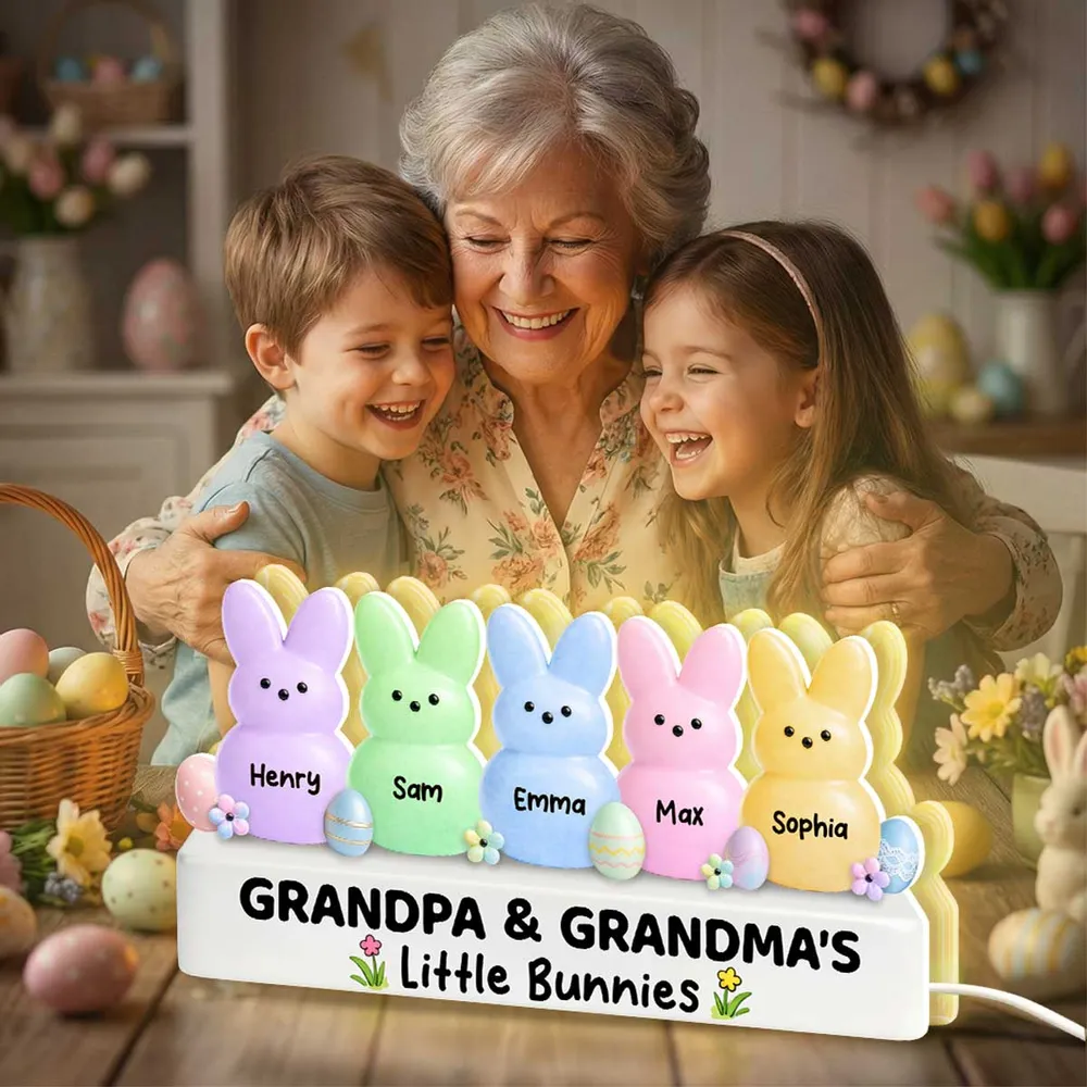 Personalized Easter Bunny Acrylic Light Box, Grandpa & Grandma's Little Bunnies Cute Night Light, Unique Gift for Grandparents - Image 7