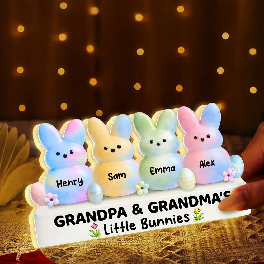Personalized Easter Bunny Acrylic Light Box, Grandpa & Grandma's Little Bunnies Cute Night Light, Unique Gift for Grandparents - Image 8